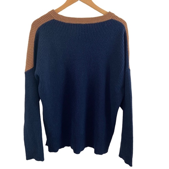 Madewell Thompson Pocket Pullover Sweater in Colorblock Brown Blue Sz XL - Picture 9 of 9